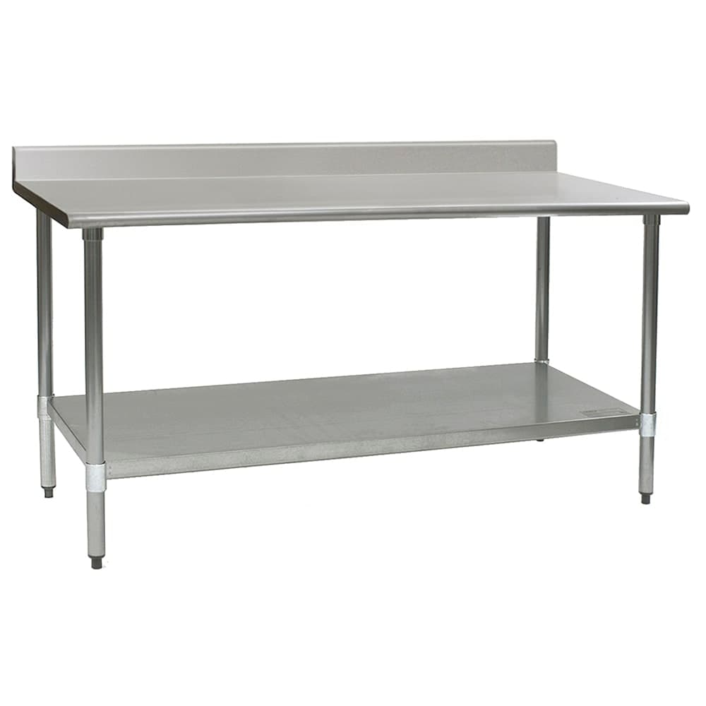 Eagle Group T3072B-BS 72" 16 ga Work Table w/ Undershelf & 430 Series Stainless Top, 4 1/2" Backsplash