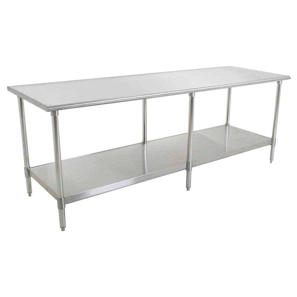 Eagle Group T3096SB 96" 16 ga Work Table w/ Undershelf & 430 Series Stainless Flat Top