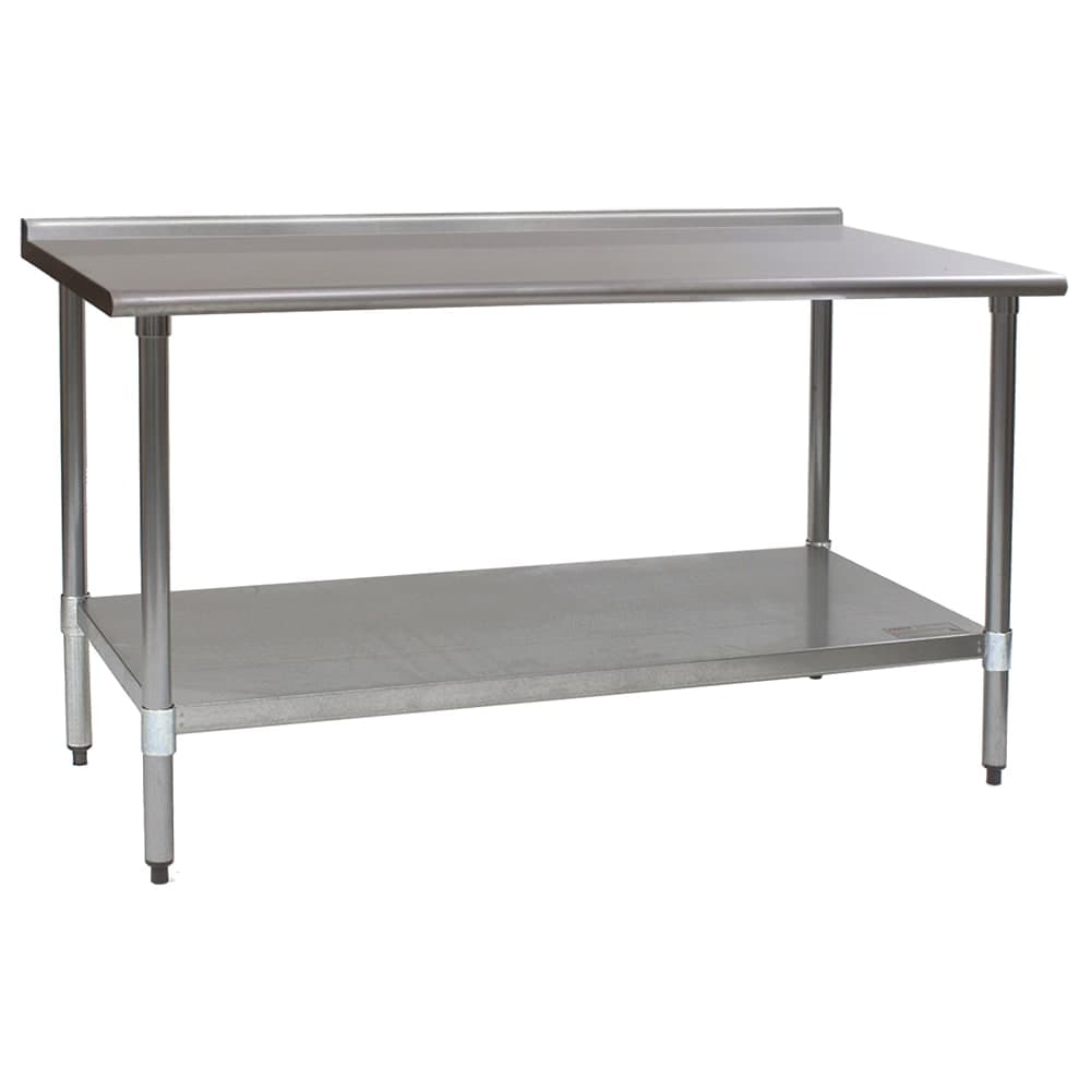 Eagle Group UT3060B 60" 16 ga Work Table w/ Undershelf & 430 Series Stainless Top, 1 1/2" Backsplash
