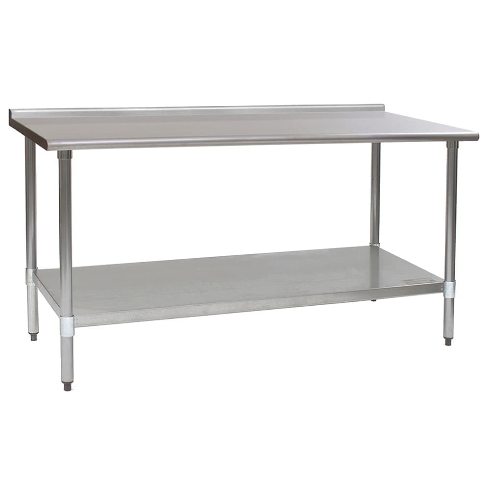 Eagle Group UT3072B 72" 16 ga Work Table w/ Undershelf & 430 Series Stainless Top, 1 1/2" Backsplash