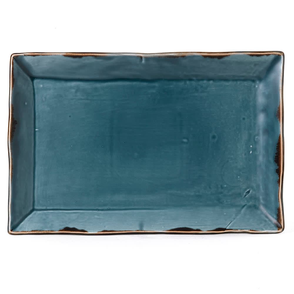 Dudson HBL00 Rectangular Harvest Tray - 11 1/4" x 7 1/2", Ceramic, Blue