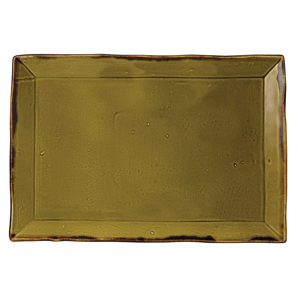 Dudson HG002 Rectangular Harvest Tray - 13 1/4" x 9", Ceramic, Green