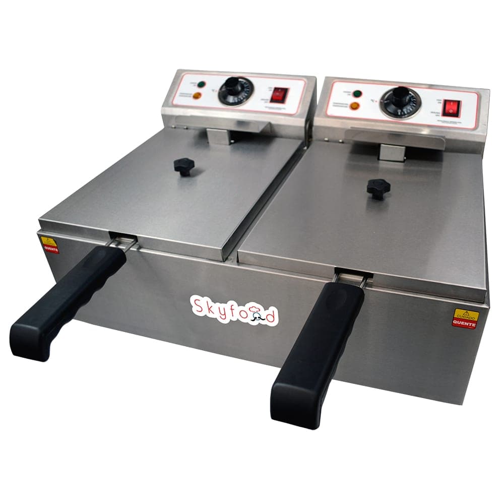 Skyfood FED-20-N Countertop Electric Fryer - (2) 10 lb Vats, 110v