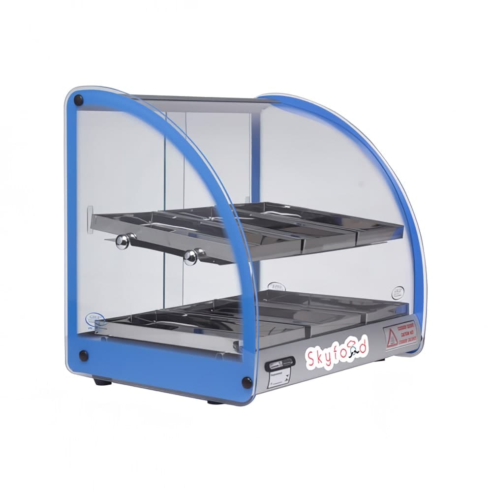 Skyfood FWD2-18B 18 1/2" Full Service Countertop Heated Display Case  - (2) Shelves, Blue, 120v
