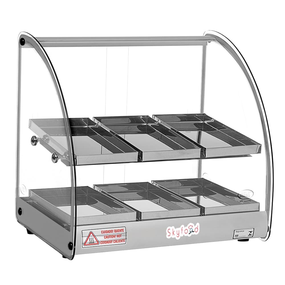 Skyfood FWD2-18G 18 1/2" Full Service Countertop Heated Display Case  - (2) Shelves, Gray, 120v