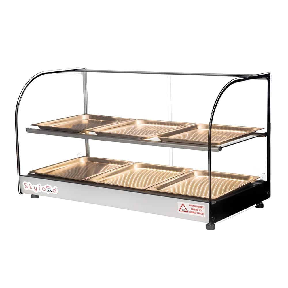 Skyfood FWDC2-33-6P 33" Full Service Countertop Heated Display Case  - (2) Shelves, 120v
