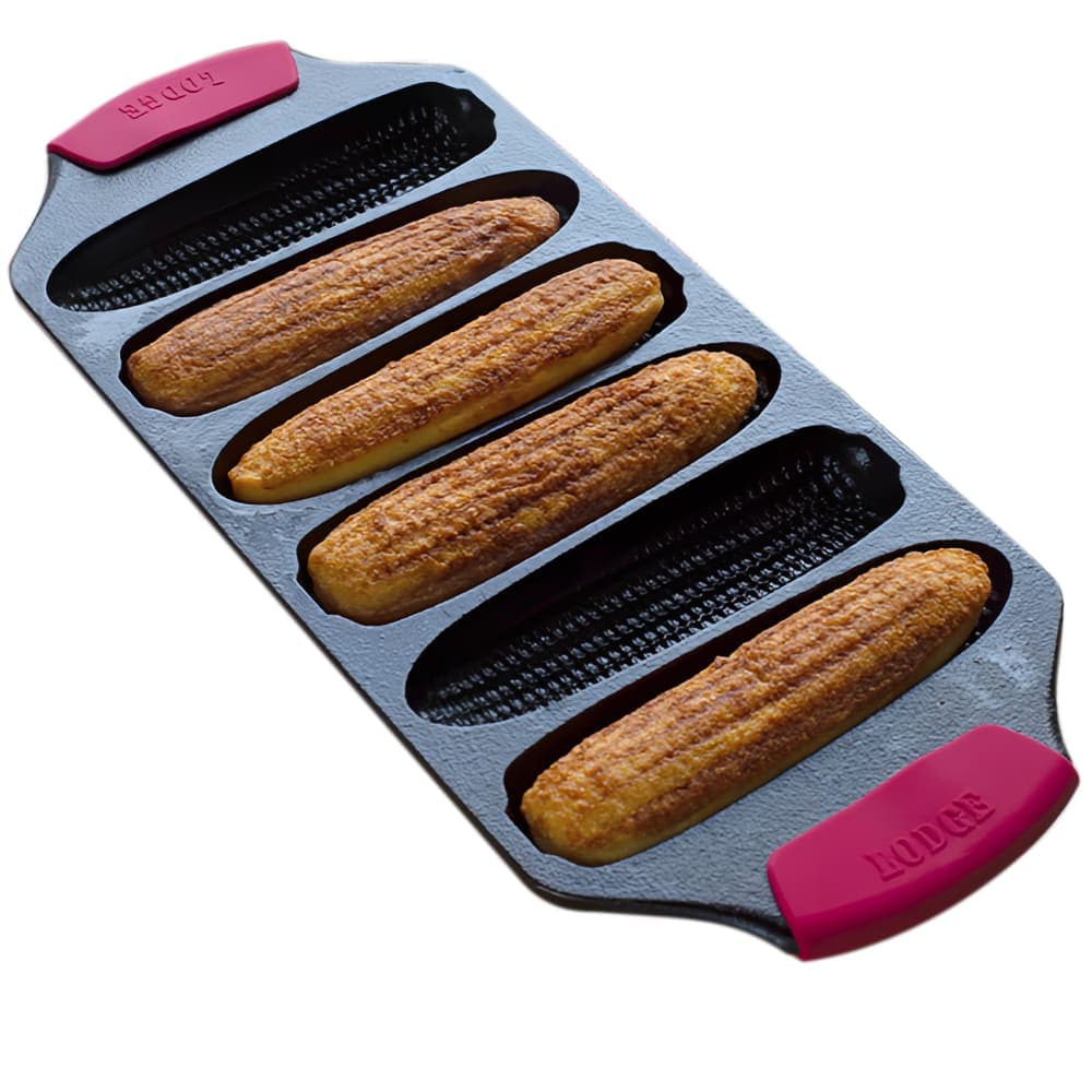 Lodge 6 Section Cast Iron Cornstick Pan w/ Silicone Grip Handles (BW6CRNA1)