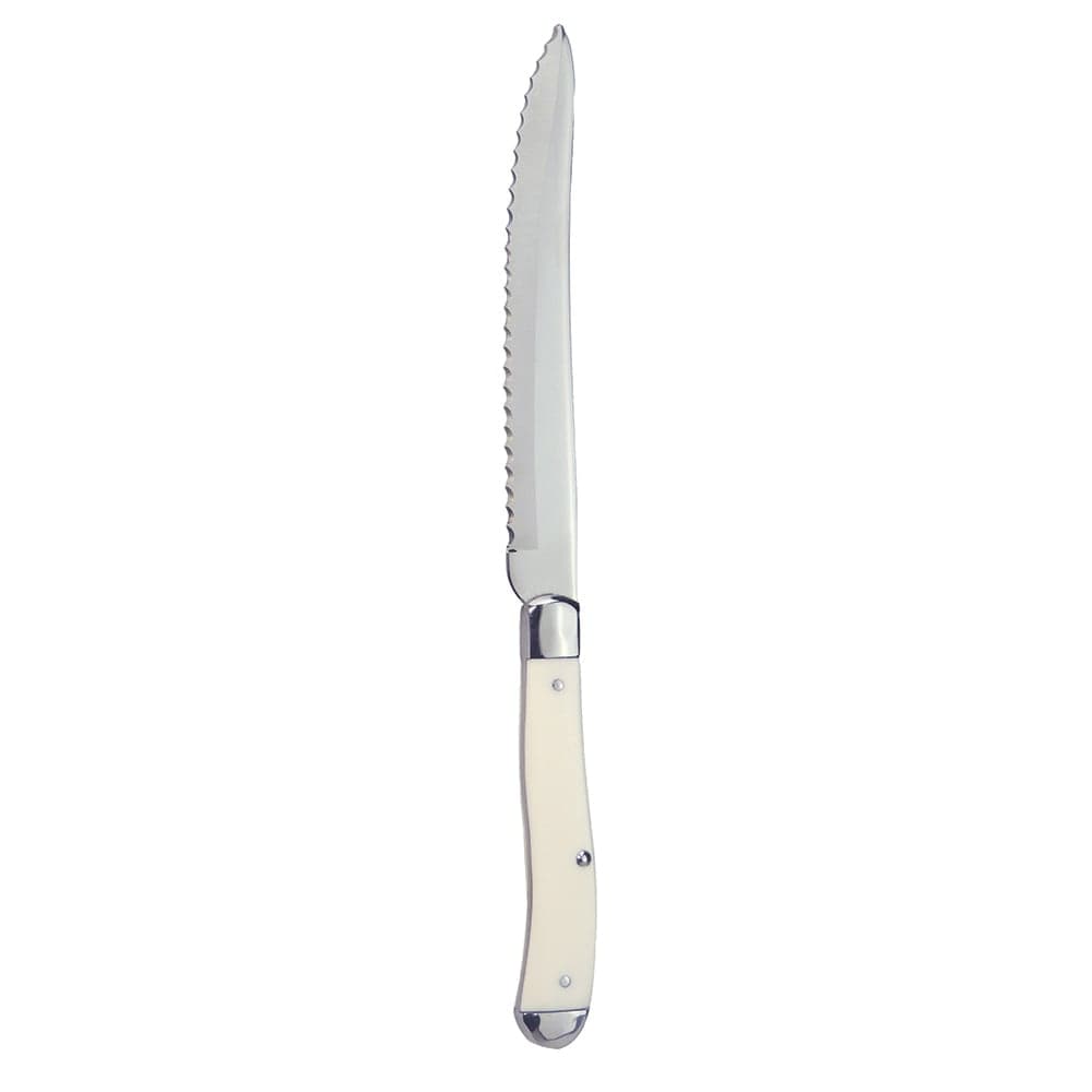 Walco WL500151 Serrated Steak Knife w/ 5" Blade & White Delrin Handle
