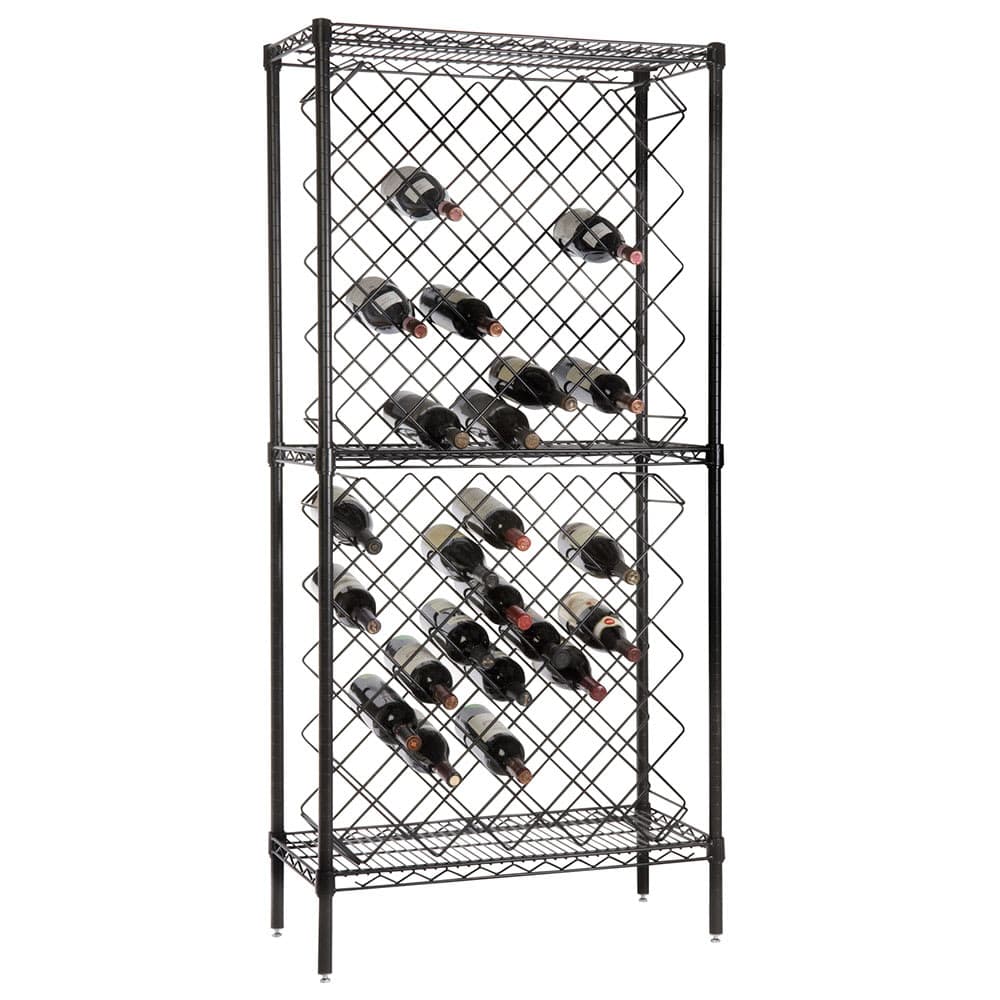Focus FDWR82BK 63"H Display Commercial Wine Rack w/ (82) Bottle Capacity, Black Epoxy