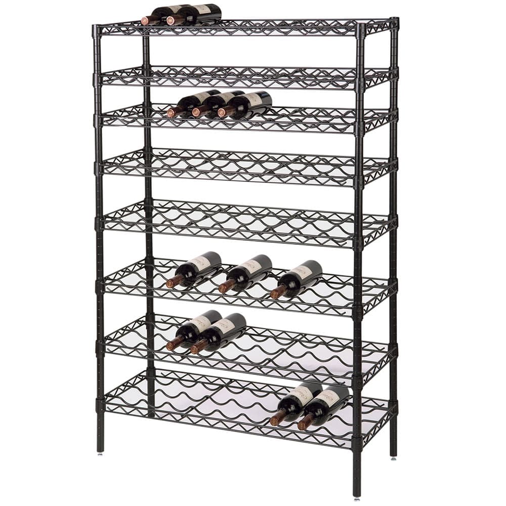 Focus FWSK3663BK 63"H Commercial Wine Rack w/ (90) Bottle Capacity, Black Epoxy