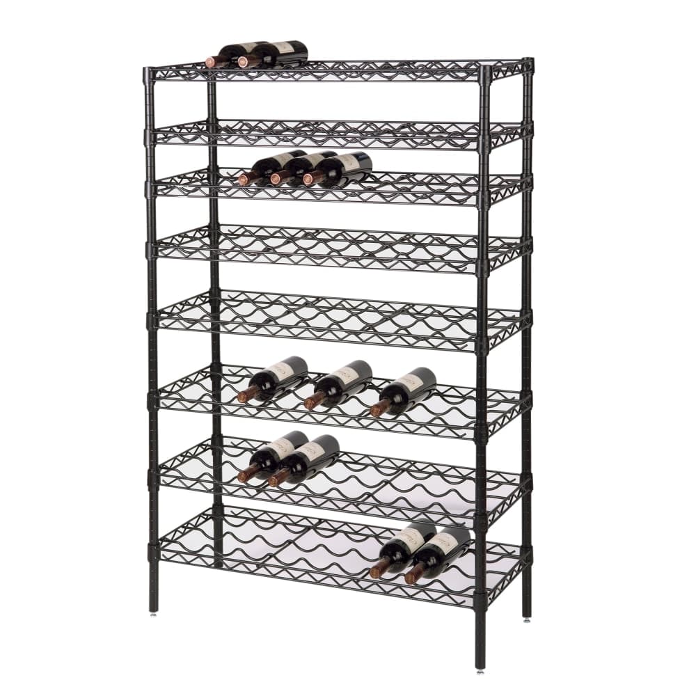 Focus FWSK4854BK Black Epoxy Wine Shelving Rack, Holds 96-Bottles