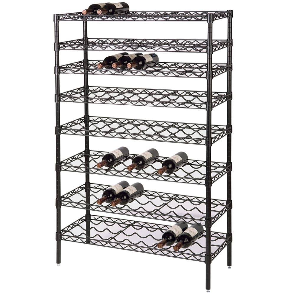 Focus FWSK4874BK 74"H Commercial Wine Rack w/ (144) Bottle Capacity, Black Epoxy
