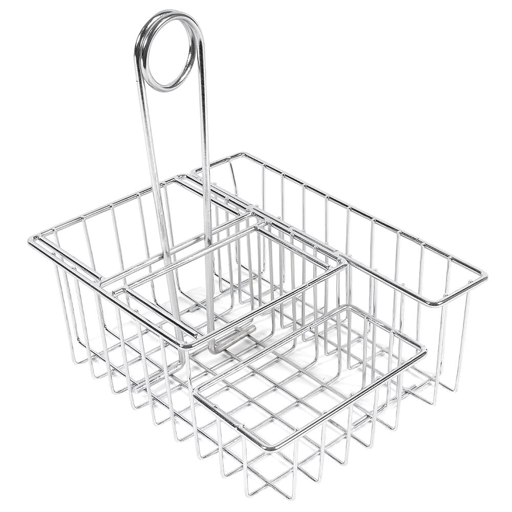 GET 4 Compartment Rectangular Condiment Caddy - Chrome (4-21696)