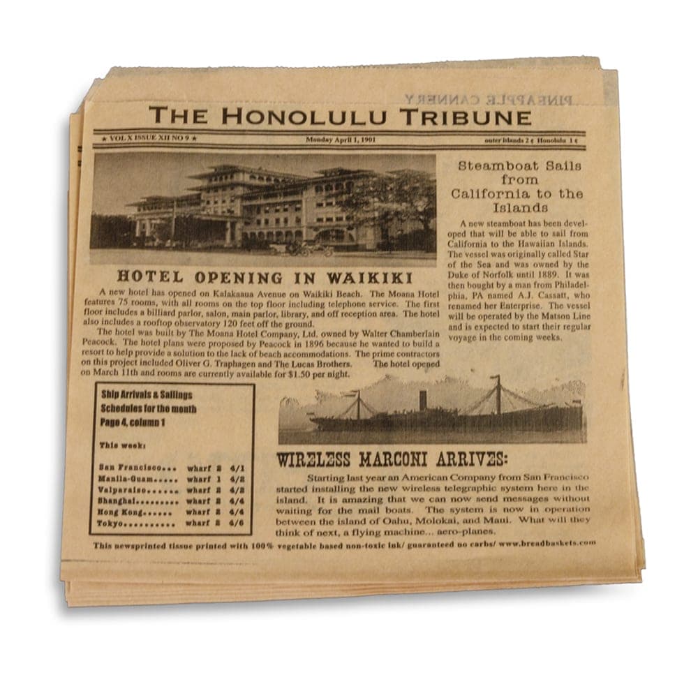 GET 7" Square Basket Liner Paper Bags - Honolulu Newsprint, Brown (4-T6000)