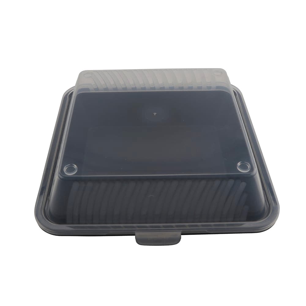 GET 9" Square To Go Food Container, Polypropylene, Black (EC-10-2X-BK/CL)