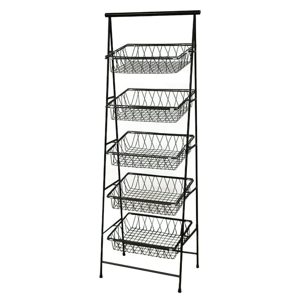 GET 5 Tier Tilted Pane Stand - 23 1/2"W x 14"D x 64"H, Metal, Black (IR-951T-BK)