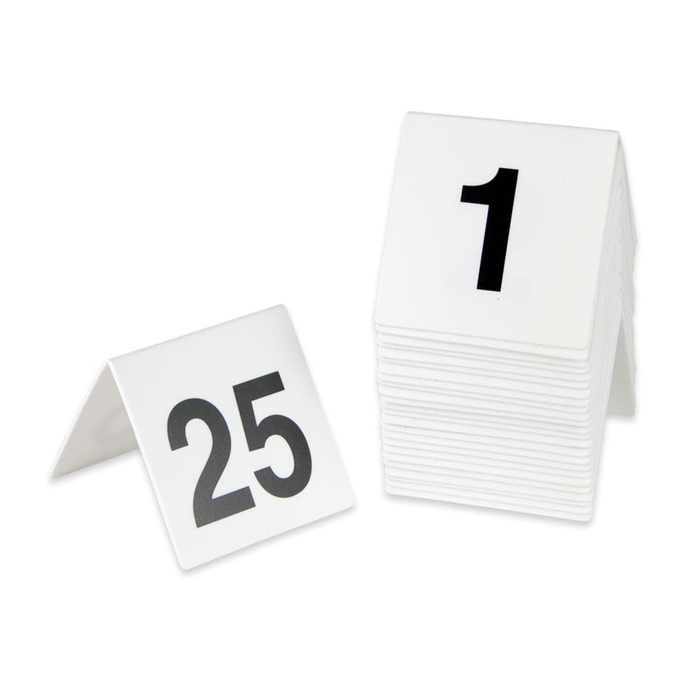 GET Table Tent w/ Numbers 1 25, Polypropylene, White (NUM-1-25)