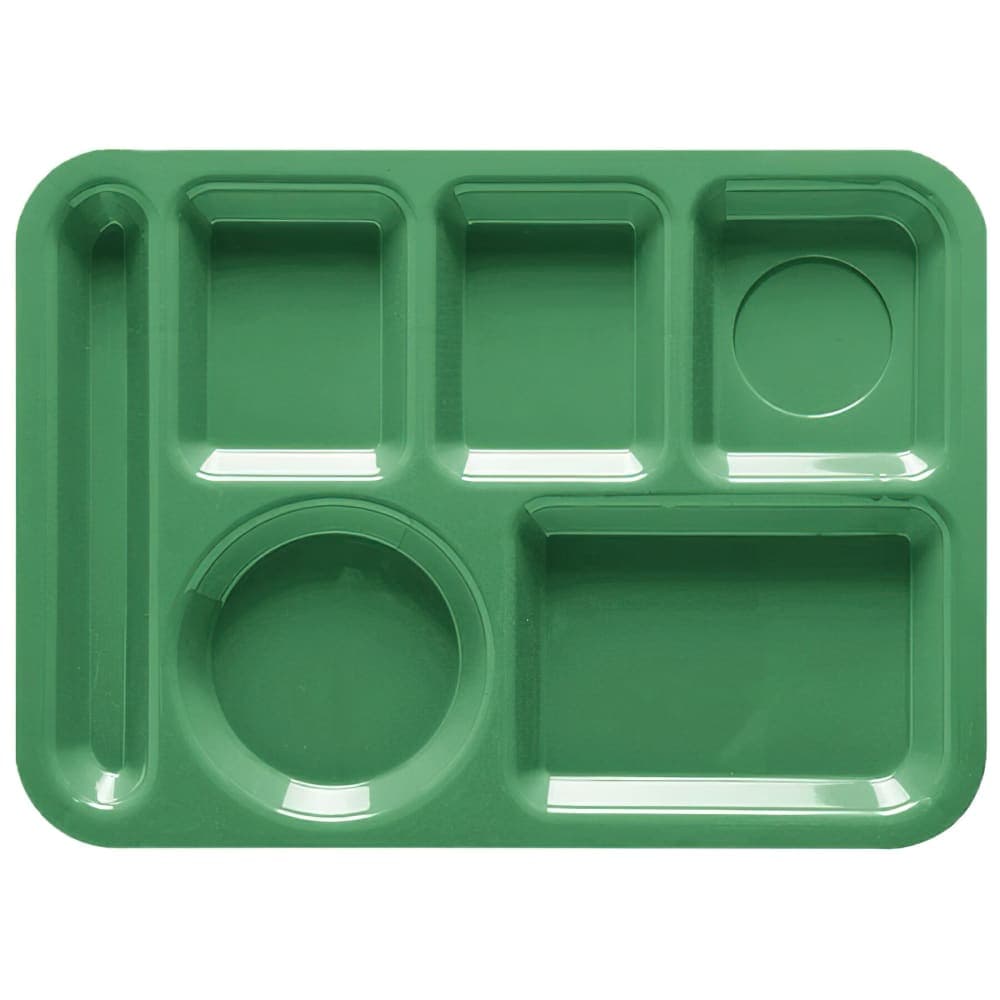 GET Plastic Rectangular Tray w/ (6) Compartments, 14" x 10", Rainforest Green (TL-152-FG)