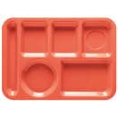 GET Plastic Rectangular Tray w/ (6) Compartments, 14" x 10", Rio Orange (TL-152-RO) thumbnail 2