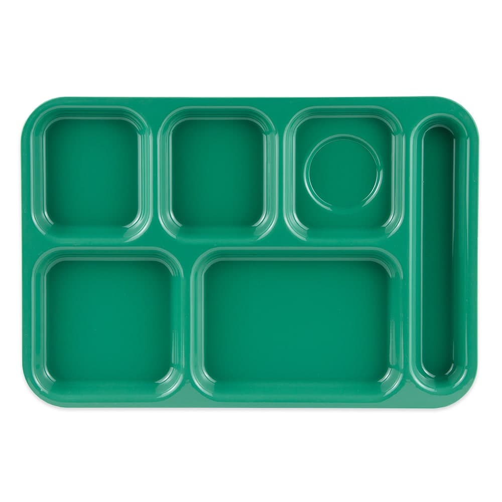 GET Plastic Rectangular Tray w/ (6) Compartments, 14 3/8" x 9 7/8", Rainforest Green (TR-152-FG)