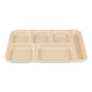 GET Plastic Rectangular Tray w/ (6) Compartments, 14 1/2" x 10", Tan (TR-153-T) thumbnail 2