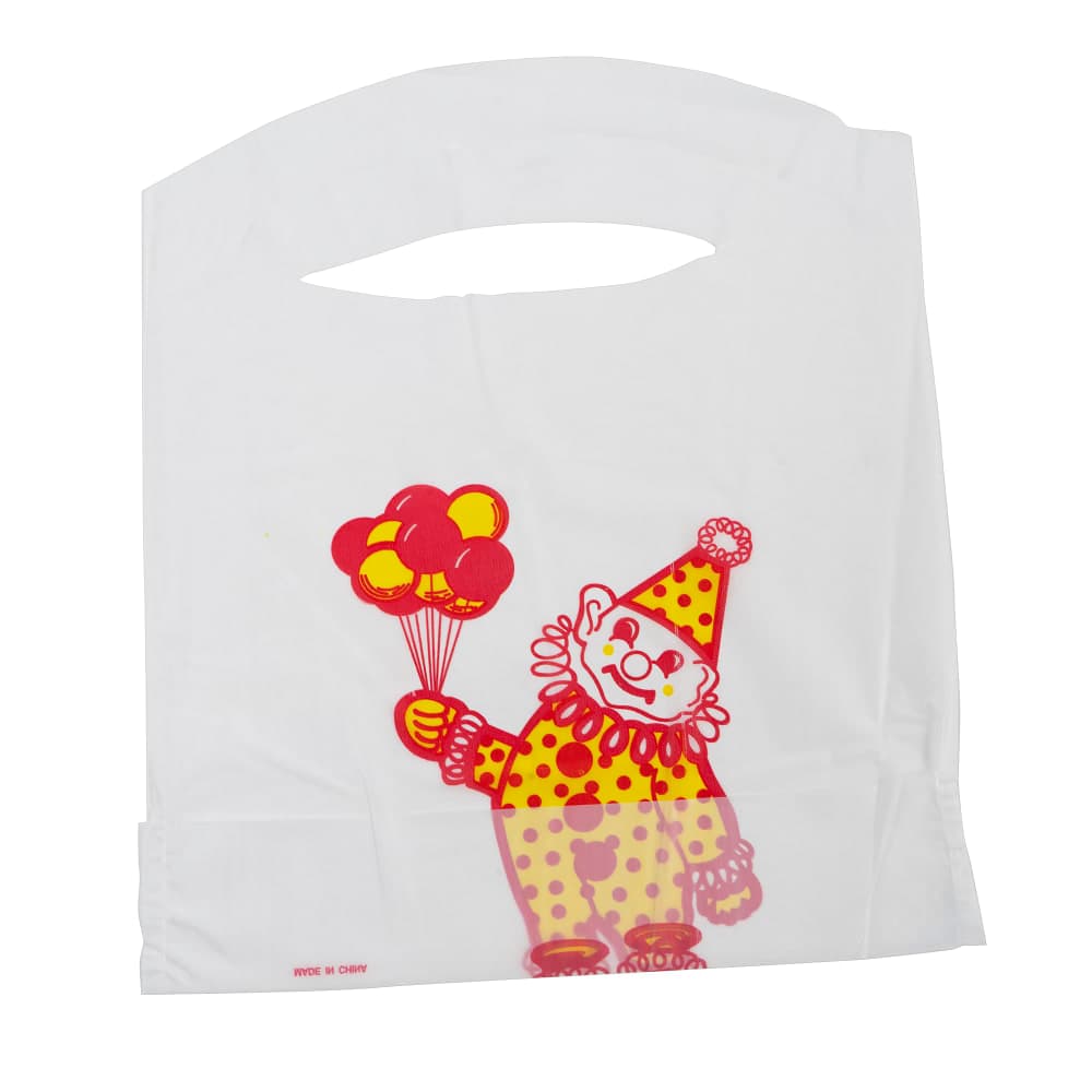 Rofson Disposable Poly Child Bib - 11" x 13", White w/ Clown Design (CCB200)