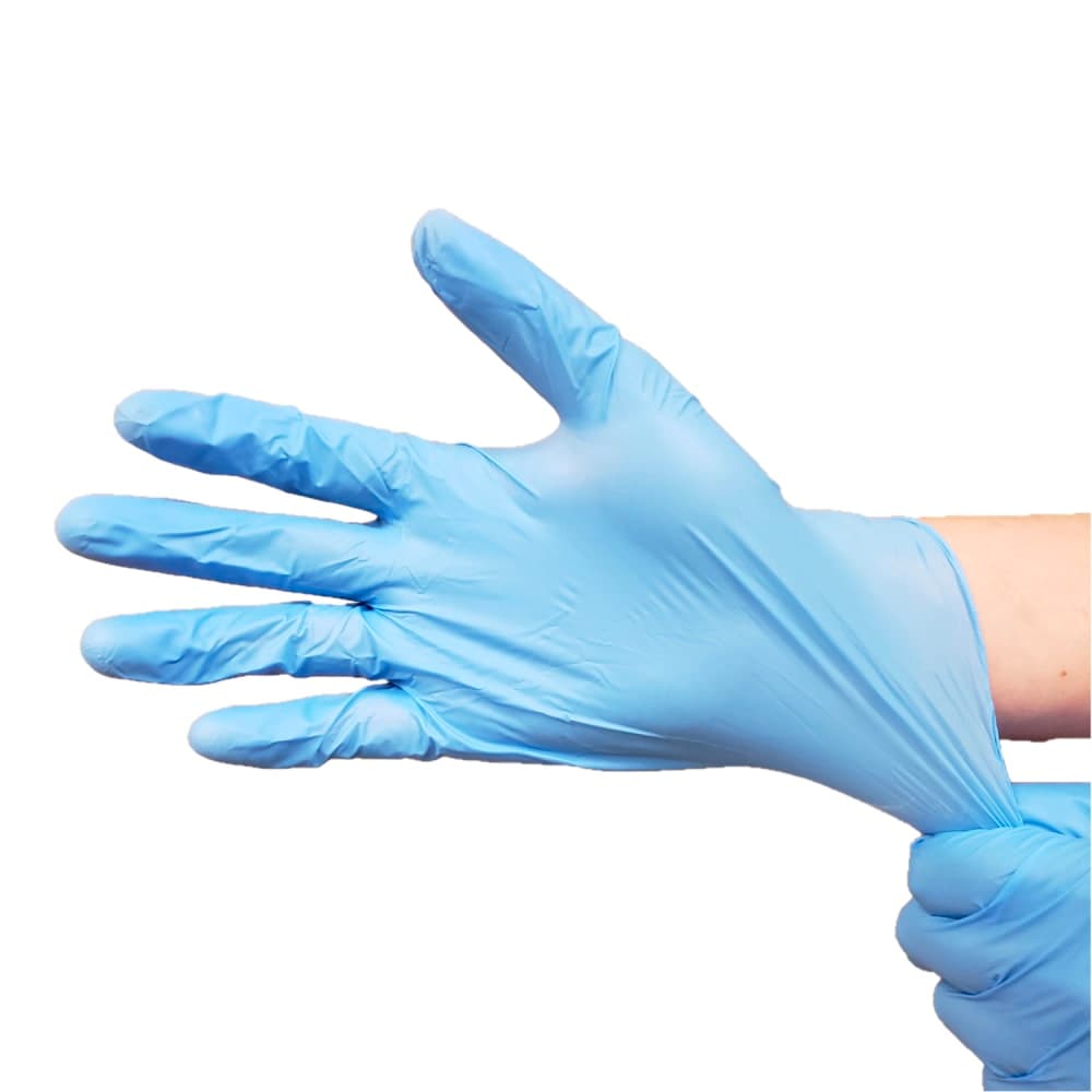 Rofson Disposable Synmax Vinyl Hybrid Gloves - Blue, Large (SYNB100L)