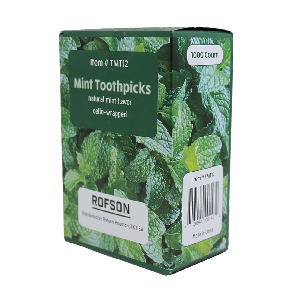 Rofson Cello Wrapped Wood Toothpicks, Mint Flavored (TMT12)
