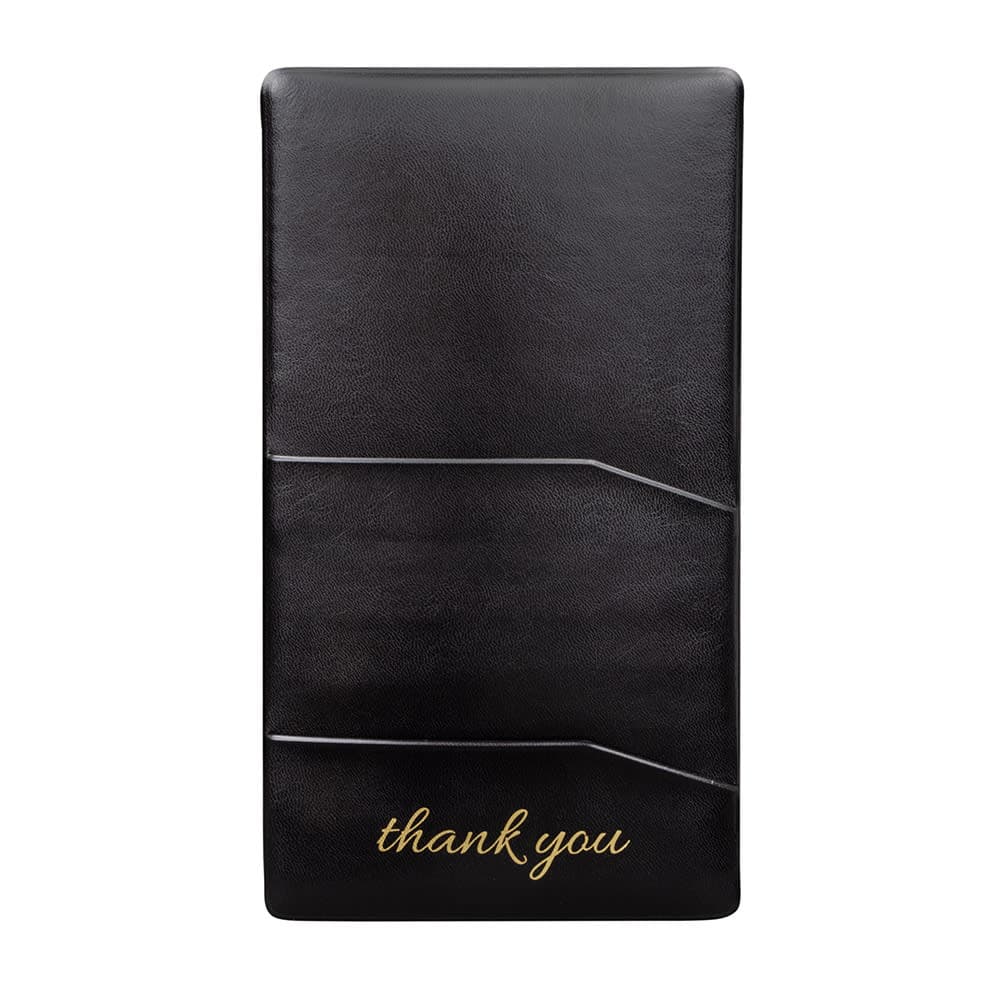 Risch Single-Panel Check Presenter - 5" x 9", Vinyl, Black w/Gold "Thank You" (1000P BLACK)