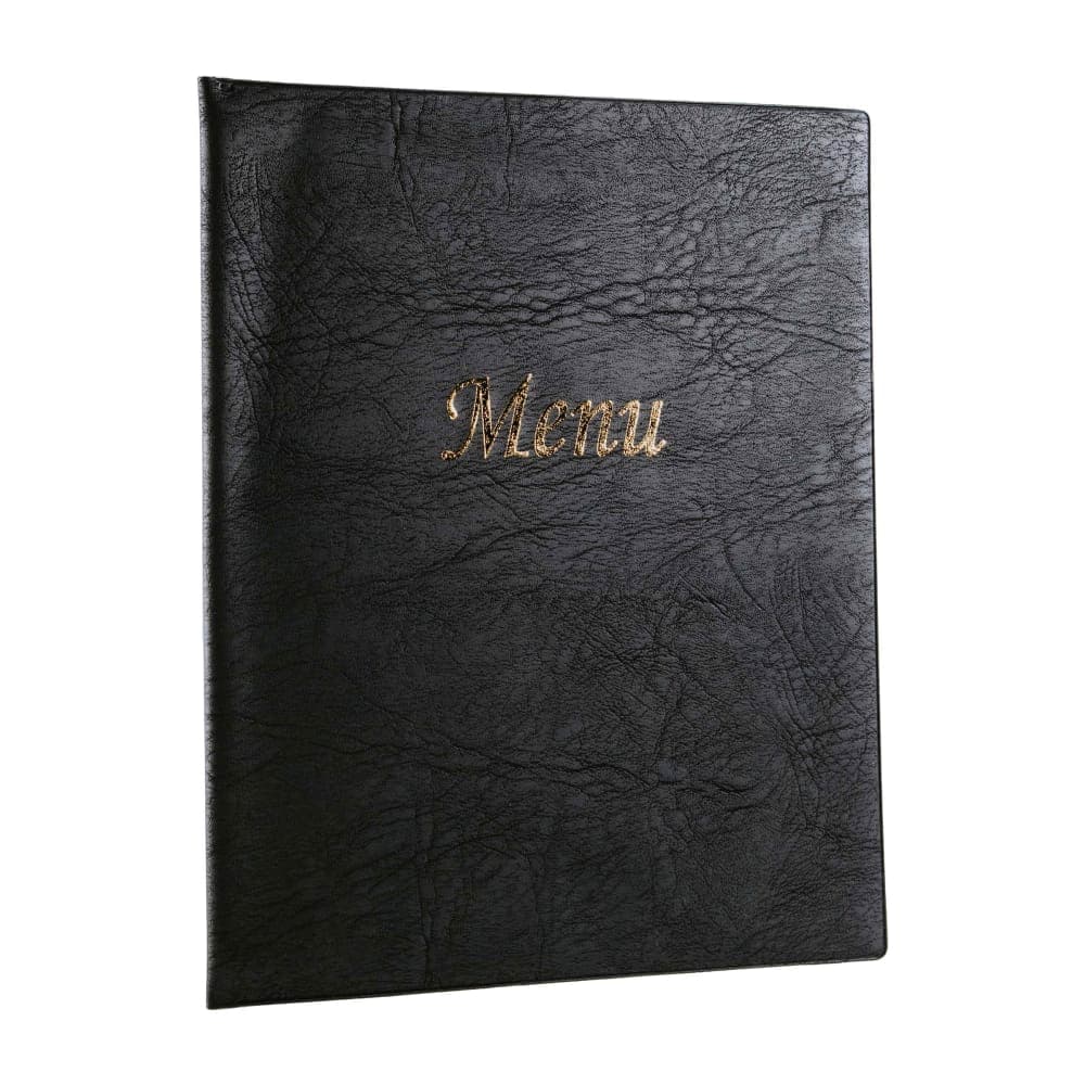 Risch Double Pocket Vinyl Menu Cover  - 8 1/2" x 11", Midnight Black (700 8.5X11)