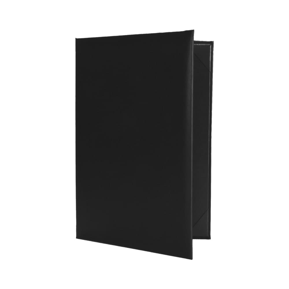 Risch Folding Menu Cover w/ (2) Panels - 8 1/2" x 14", Padded, Black (OM-2V 8.5X14)