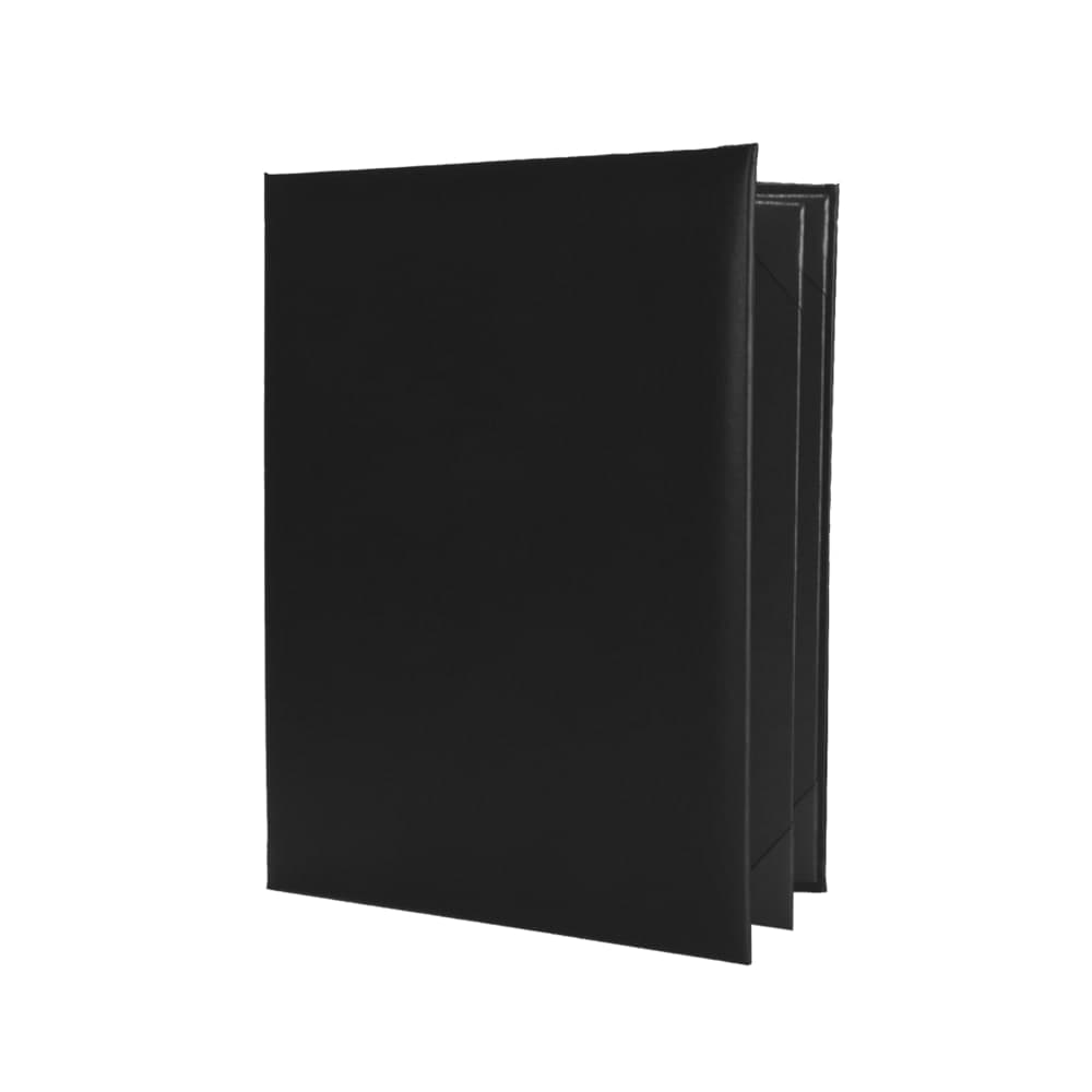 Risch Folding Menu Cover w/ (4) Panels - 8 1/2" x 11", Padded, Black (OM-4V 8.5X11)