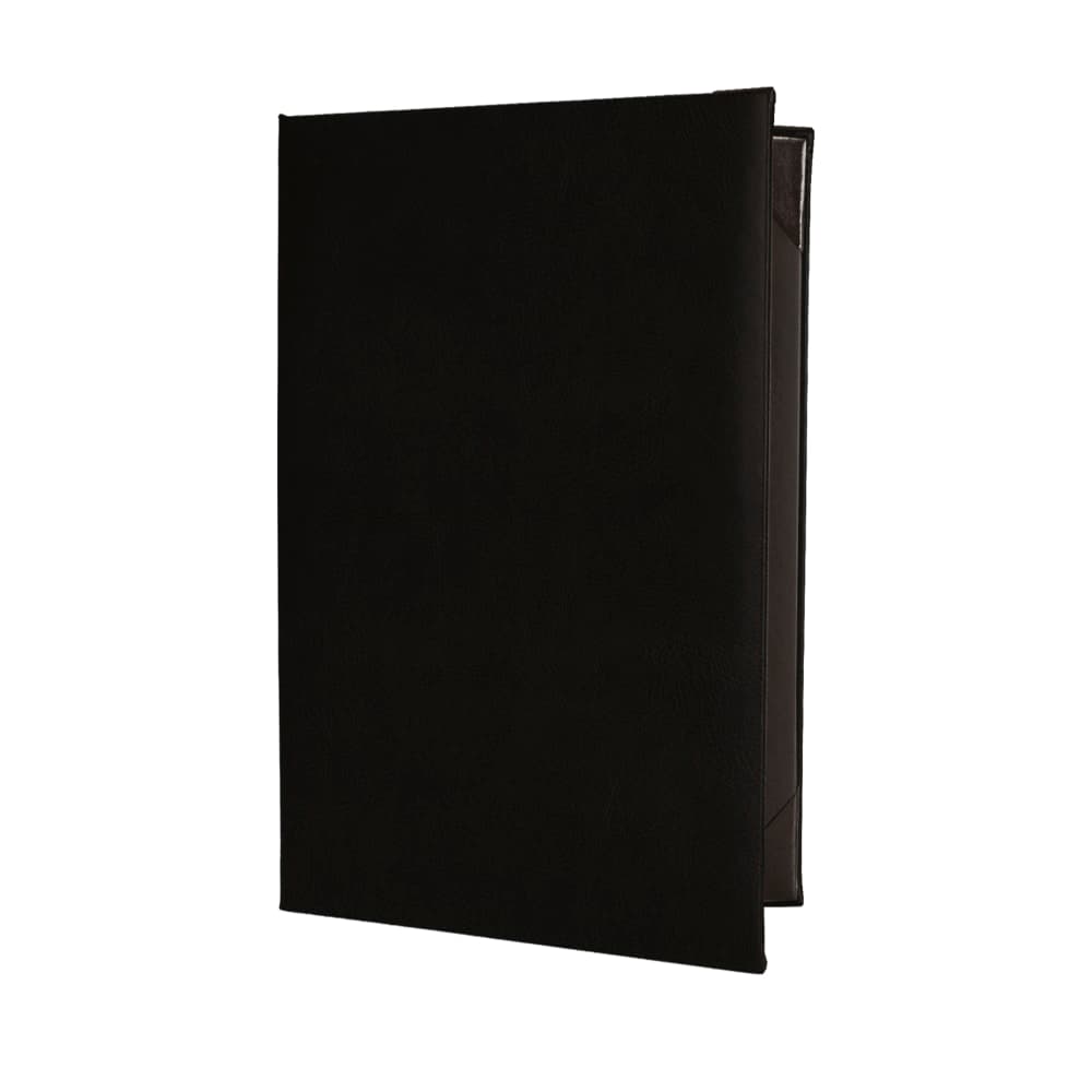 Risch Folding Menu Cover w/ (2) Panels - 8 1/2" x 14", Padded, Black (TAM-2V 8.5X14)