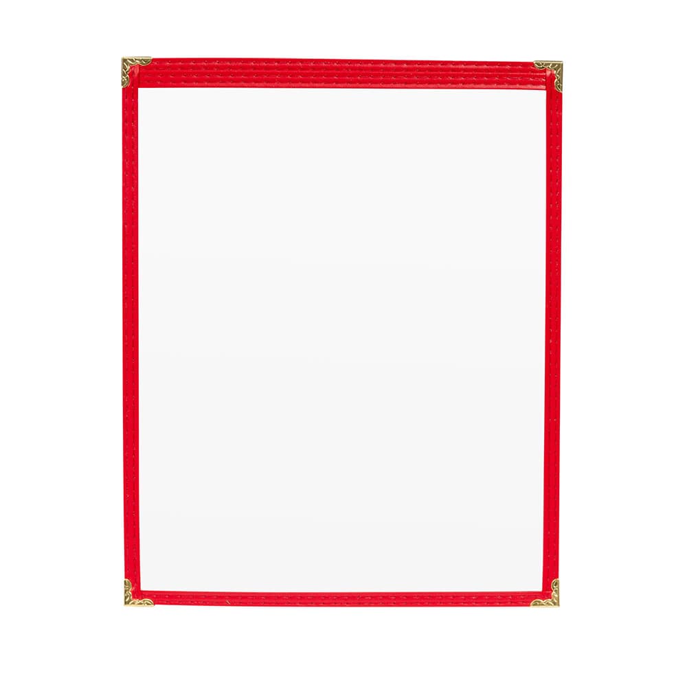 Risch Single Pocket Vinyl Menu Cover, 8 1/2"W x 11"H, Red Leatherette (TES 8.5X11)