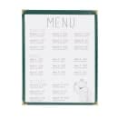 Risch Single Pocket Vinyl Menu Cover, 8 1/2"W x 11"H, Green Leatherette (TES 8.5X11) thumbnail 4