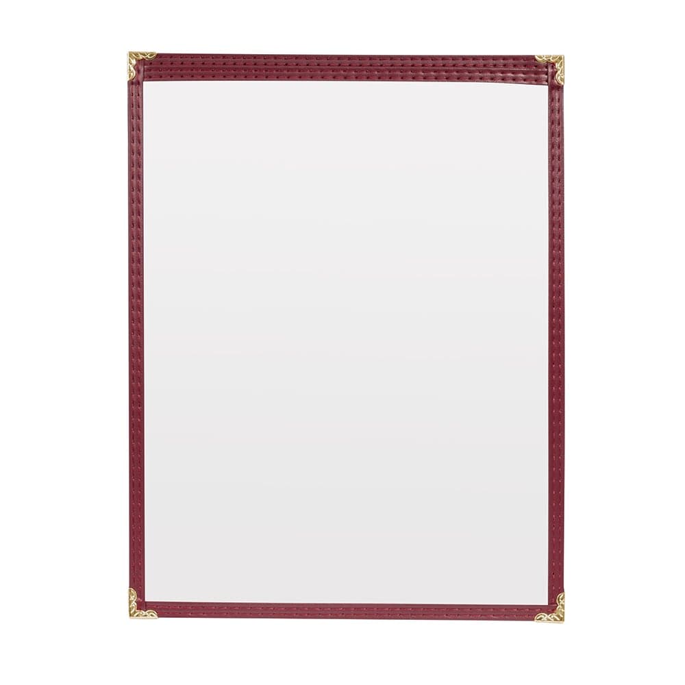 Risch Single Pocket Vinyl Menu Cover, 8 1/2"W x 11"H, Maroon Leatherette (TES 8.5X11)