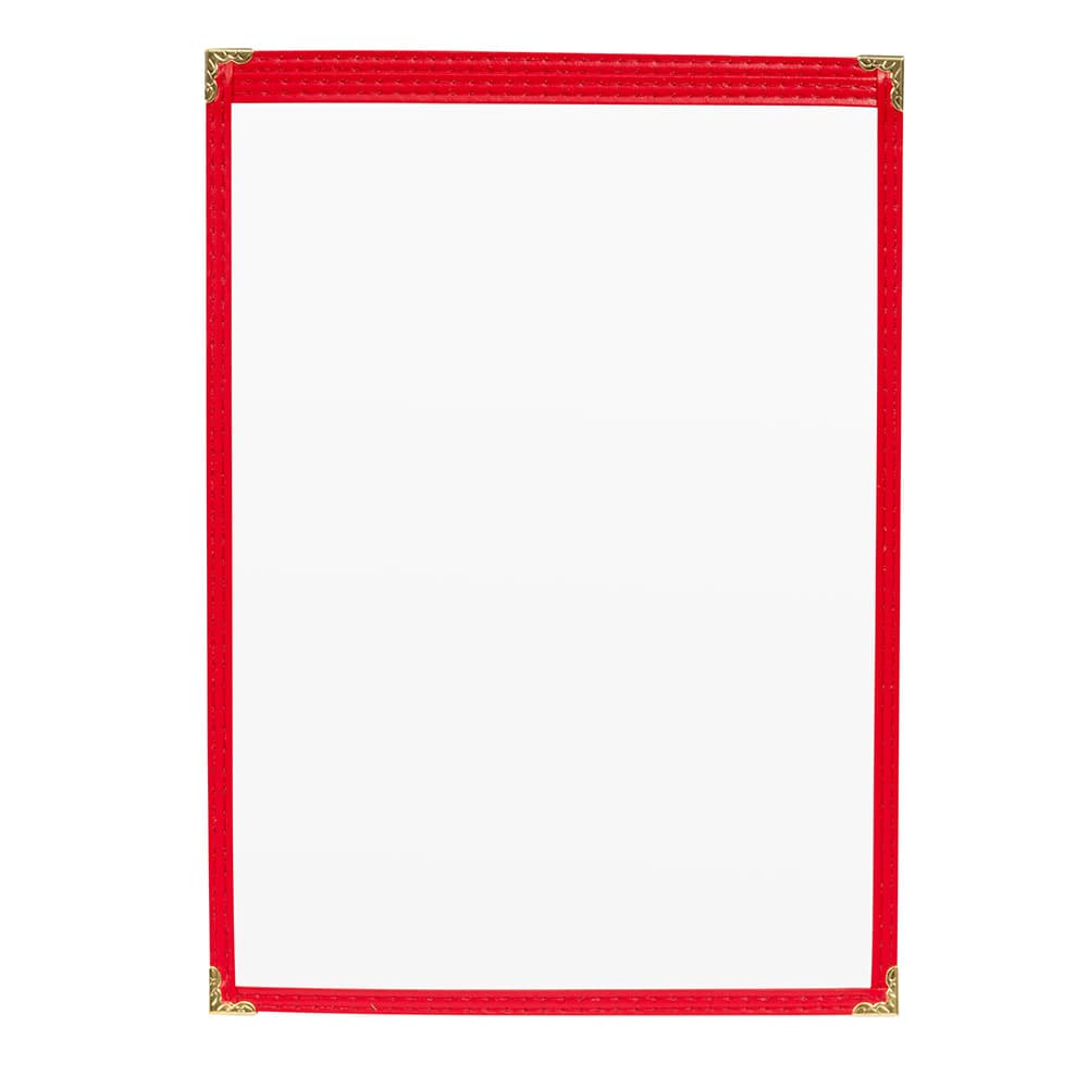 Risch Single Pocket Vinyl Menu Cover, 8 1/2"W x 14"H, Red Leatherette (TES 8.5X14)