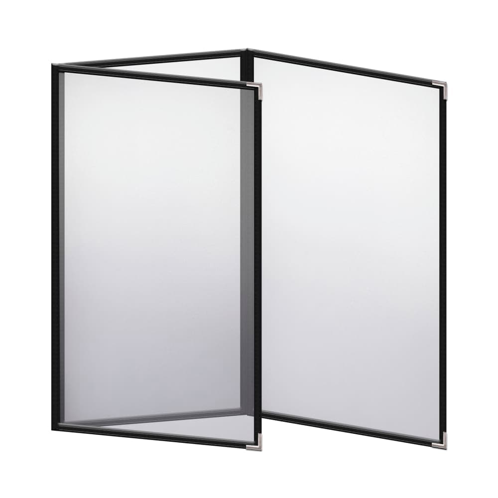 Risch Triple Pocket Vinyl Menu Cover, 8 1/2"W x 14"H, Black Leatherette (TET 8.5X14)