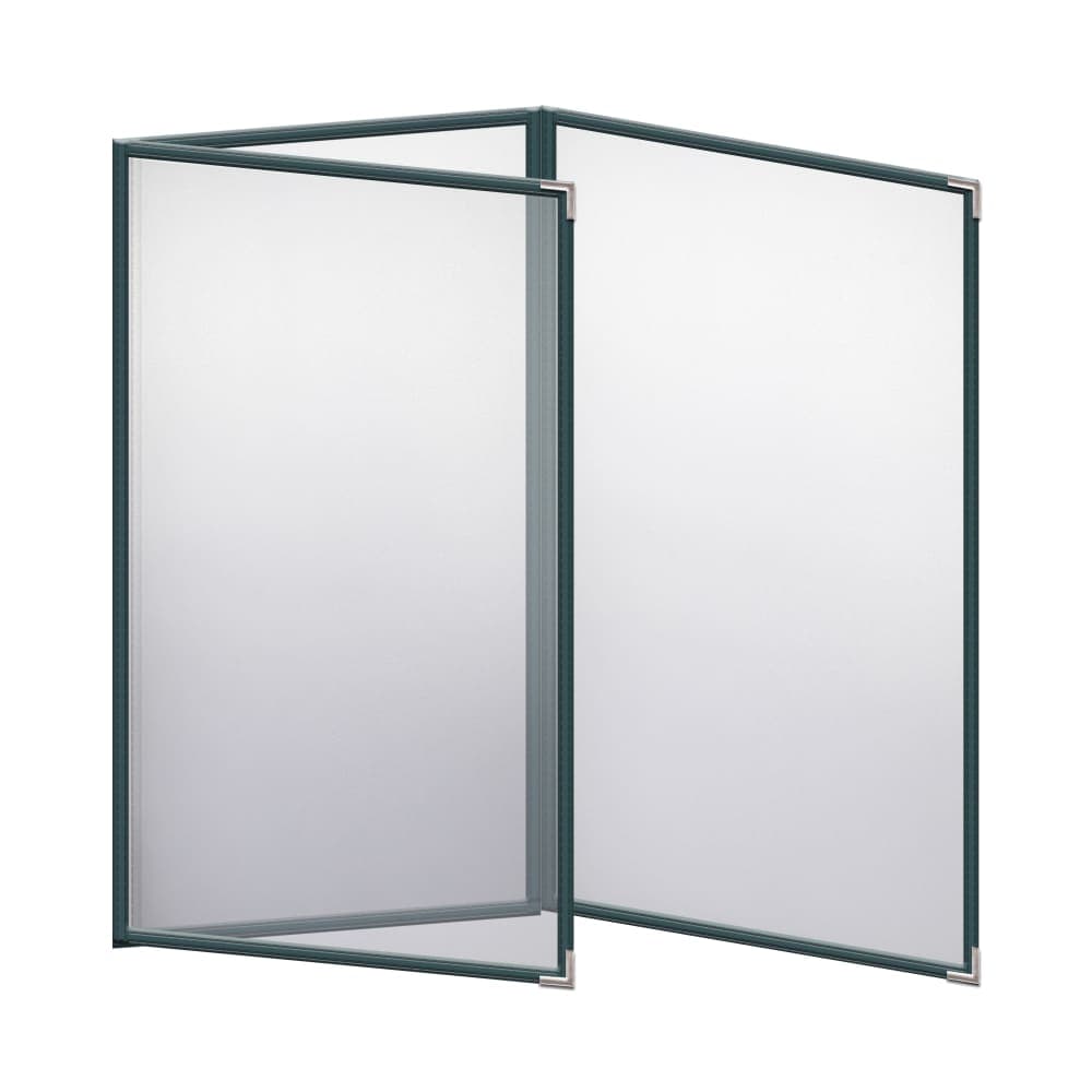 Risch Triple Pocket Vinyl Menu Cover, 8 1/2"W x 14"H, Green Leatherette (TET 8.5X14)