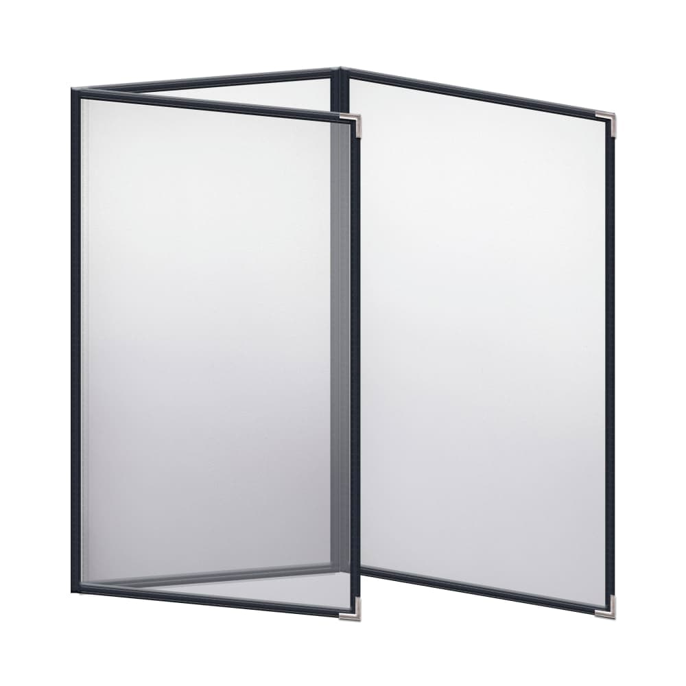 Risch Triple Pocket Vinyl Menu Cover, 8 1/2"W x 14"H, Blue Leatherette (TET 8.5X14)