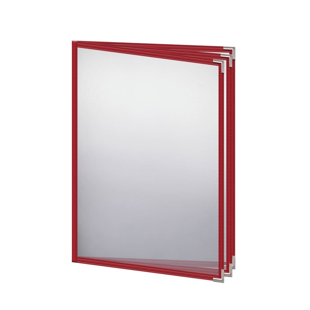 Risch Triple Pocket Vinyl Menu Cover, 8 1/2"W x 11"H, Red Leatherette (TETB 8.5X11)