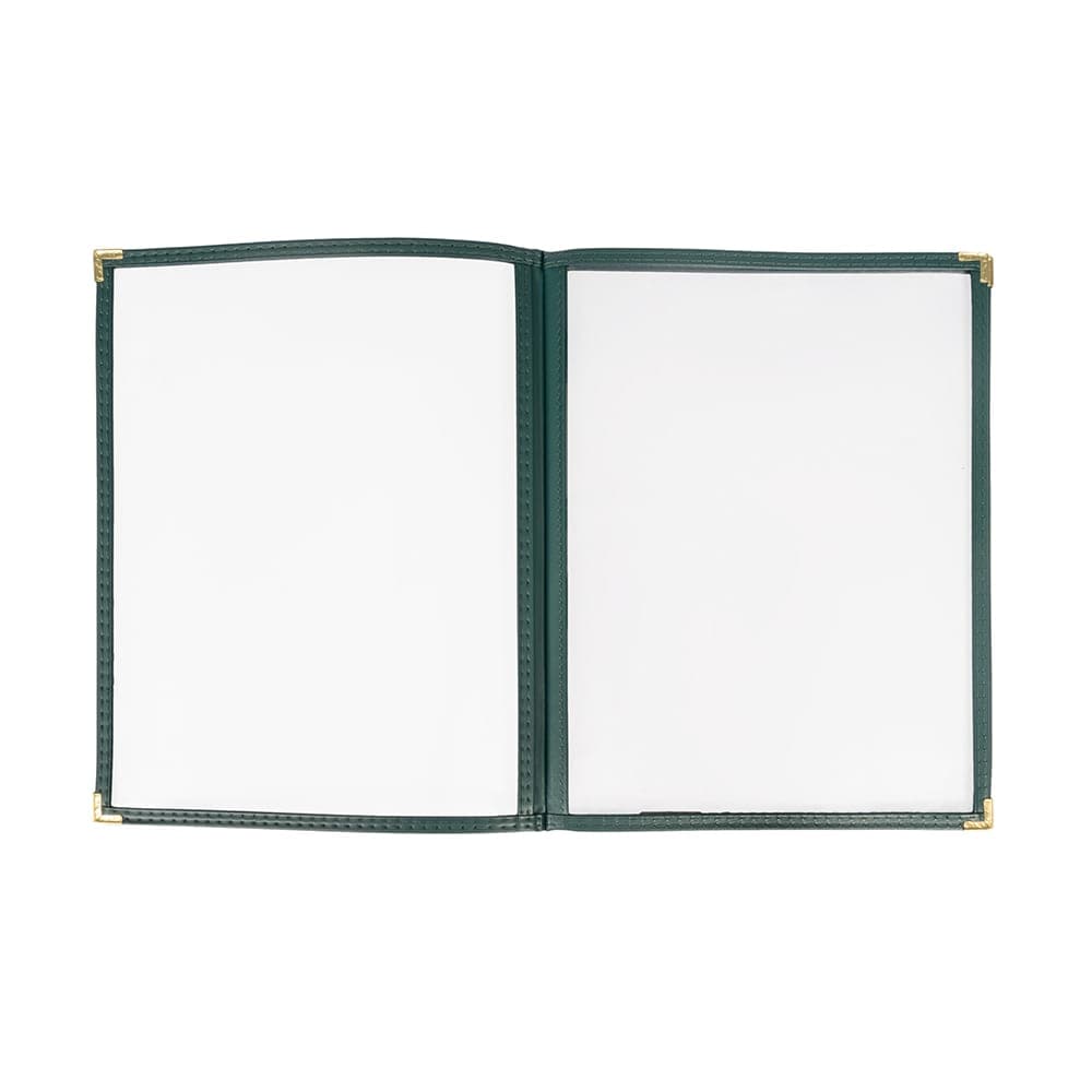 Risch Triple Pocket Vinyl Menu Cover, 8 1/2"W x 11"H, Green Leatherette (TETB 8.5X11)