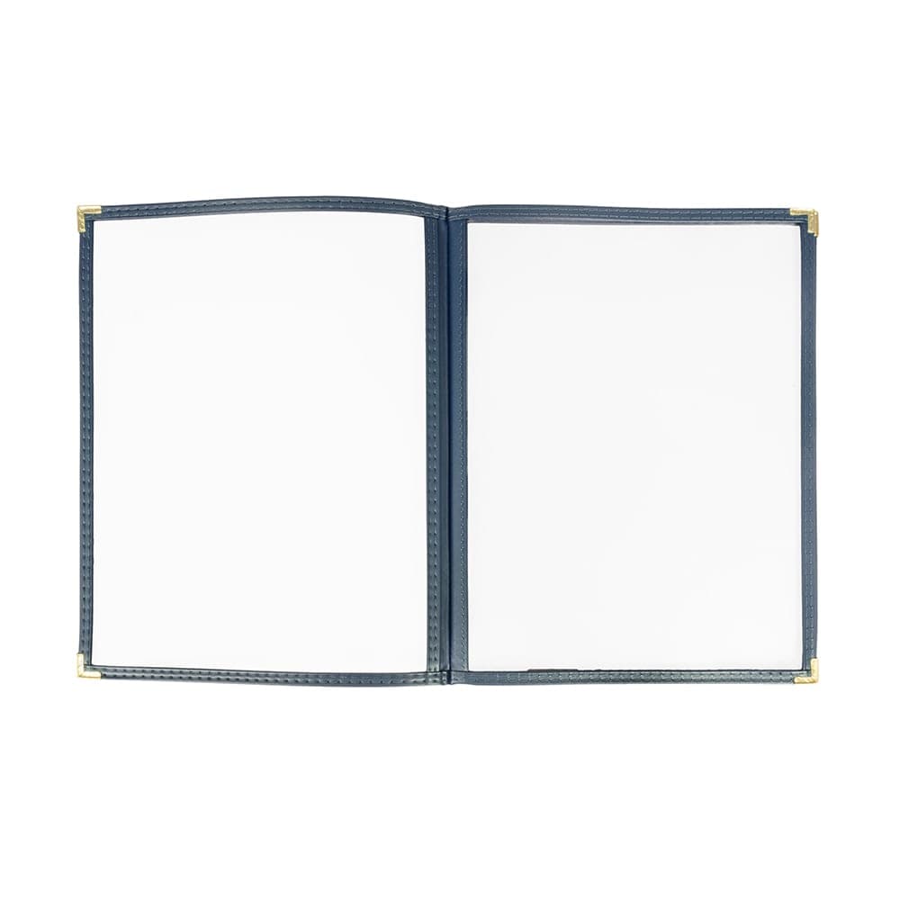 Risch Triple Pocket Vinyl Menu Cover, 8 1/2"W x 11"H, Blue Leatherette (TETB 8.5X11)