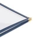 Risch Triple Pocket Vinyl Menu Cover, 8 1/2"W x 11"H, Blue Leatherette (TETB 8.5X11) thumbnail 4
