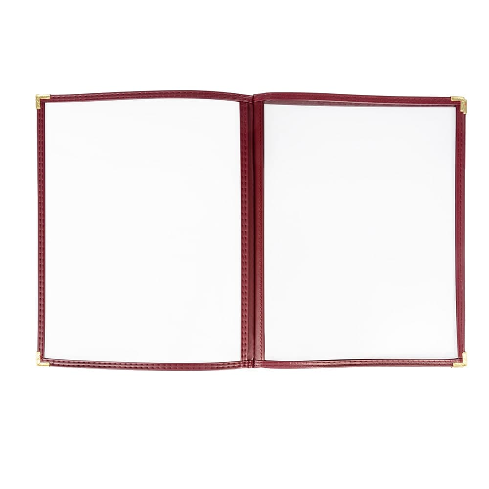 Risch Triple Pocket Vinyl Menu Cover, 8 1/2"W x 11"H, Maroon Leatherette (TETB 8.5X11)
