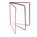 Risch Triple Pocket Vinyl Menu Cover, 8 1/2"W x 11"H, Maroon Leatherette (TETB 8.5X11) thumbnail 3