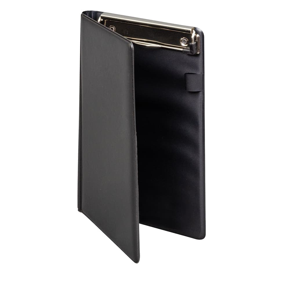Risch Wait Staff Pad Holder w/ Metal Clip for 5" x 9" Pads - Vinyl, Black (WPHDX CLIP)