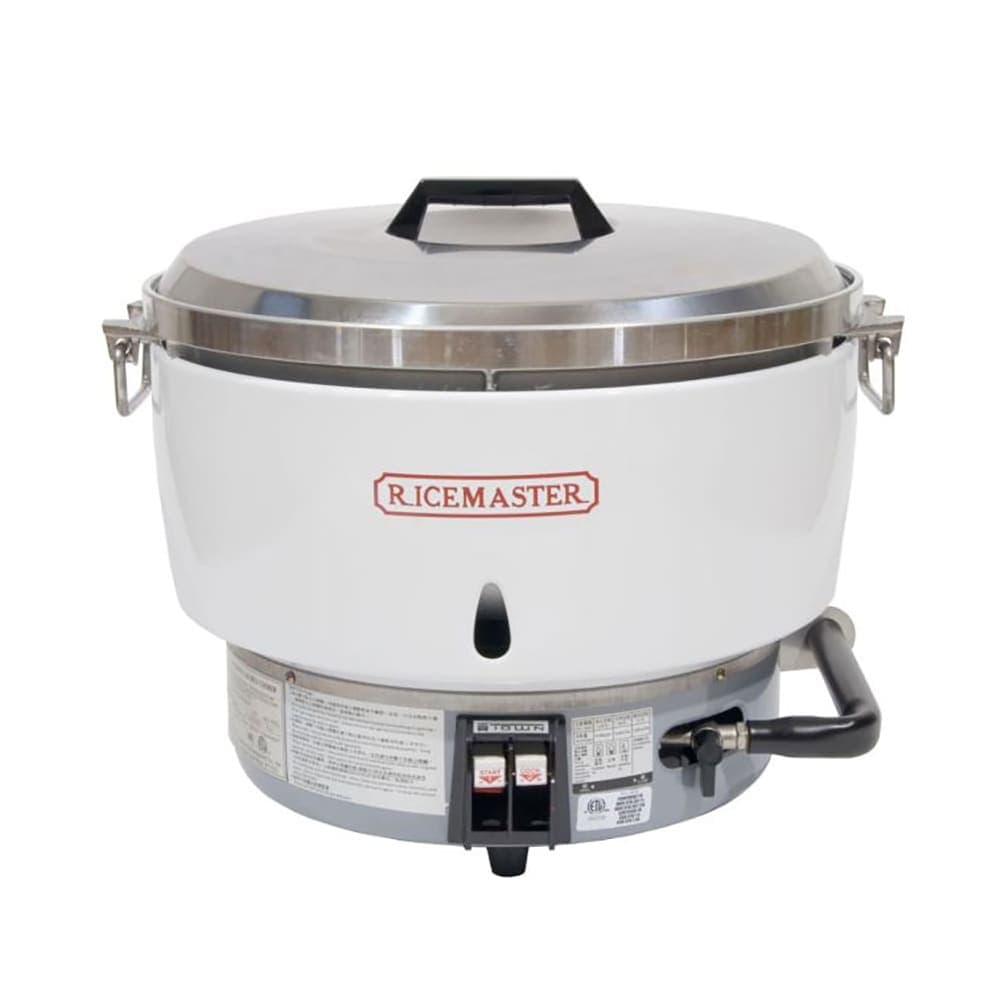 Town 55 Cup Commercial Rice Cooker, Steel Handles, Aluminum Exterior, Liquid Propane (RM-55P-R)