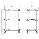 Luxor 32" 3 Level Mechanics Cart w/ 132 lb Capacity - Aluminum/Plastic, Black (MC-3) thumbnail 6