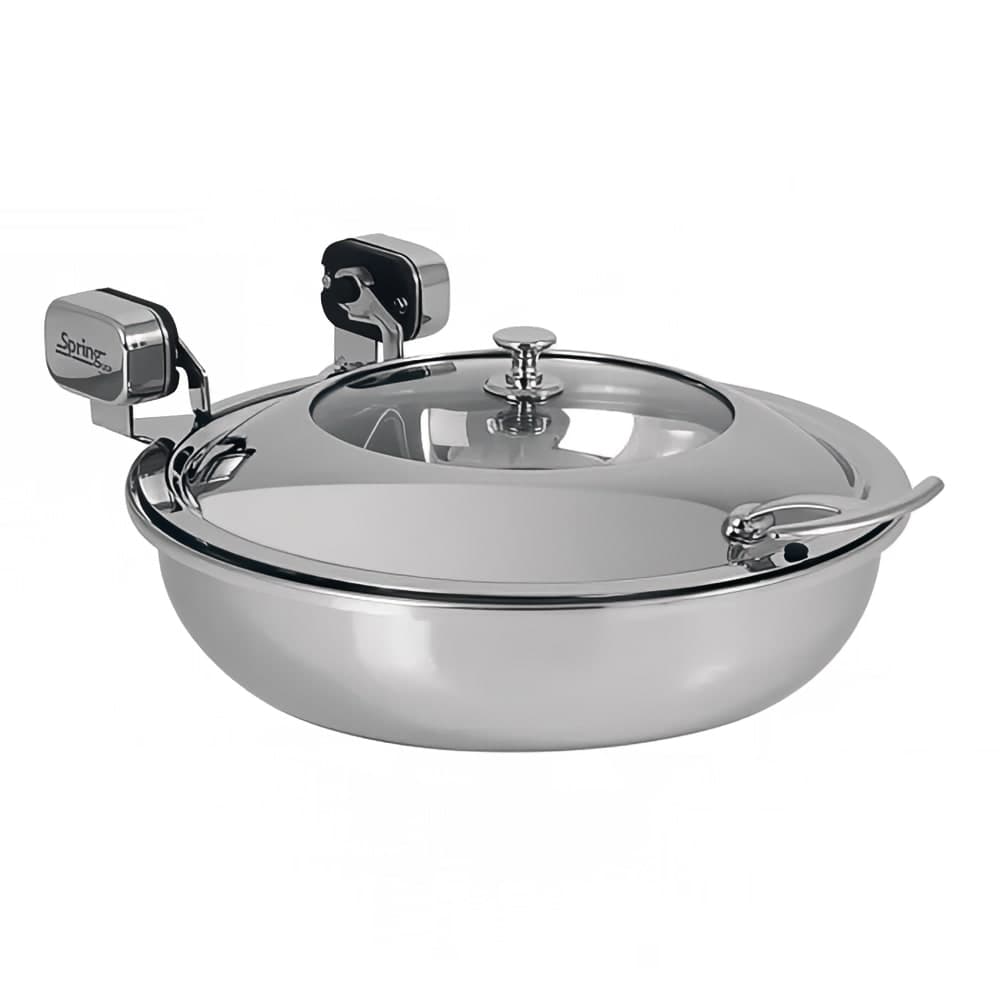 Spring USA 2472-6/36 1 1/4 qt Round Induction Chafer - Glass Top, Stainless Steel w/ Chrome Accents